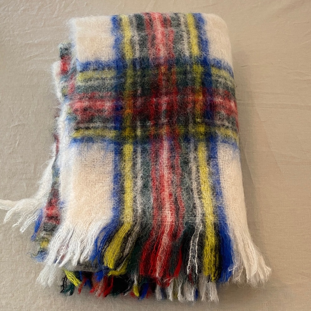 Glentana Mohair Pile Wool Tartan Plaid Throw Blanket